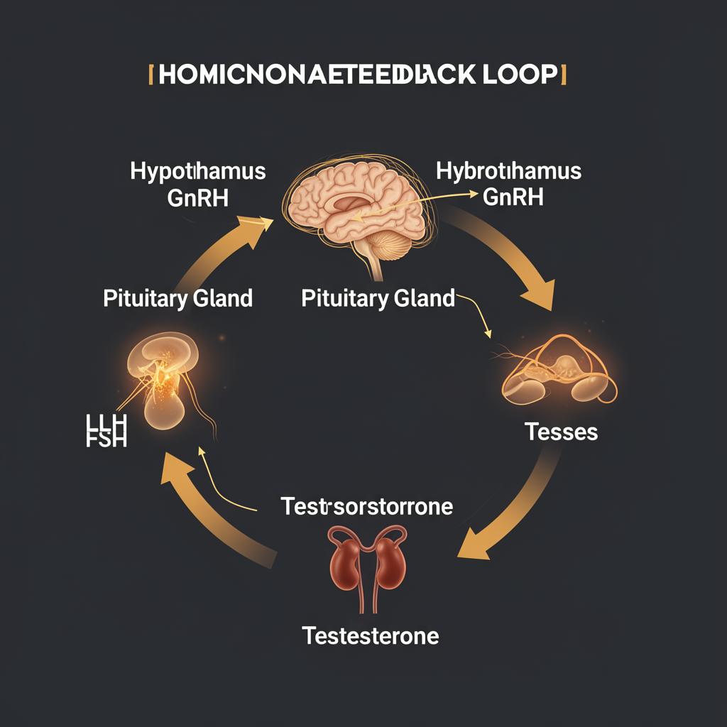 Hypothalamic-Pituitary-Gonadal axis diagram showing hormonal feedback loop