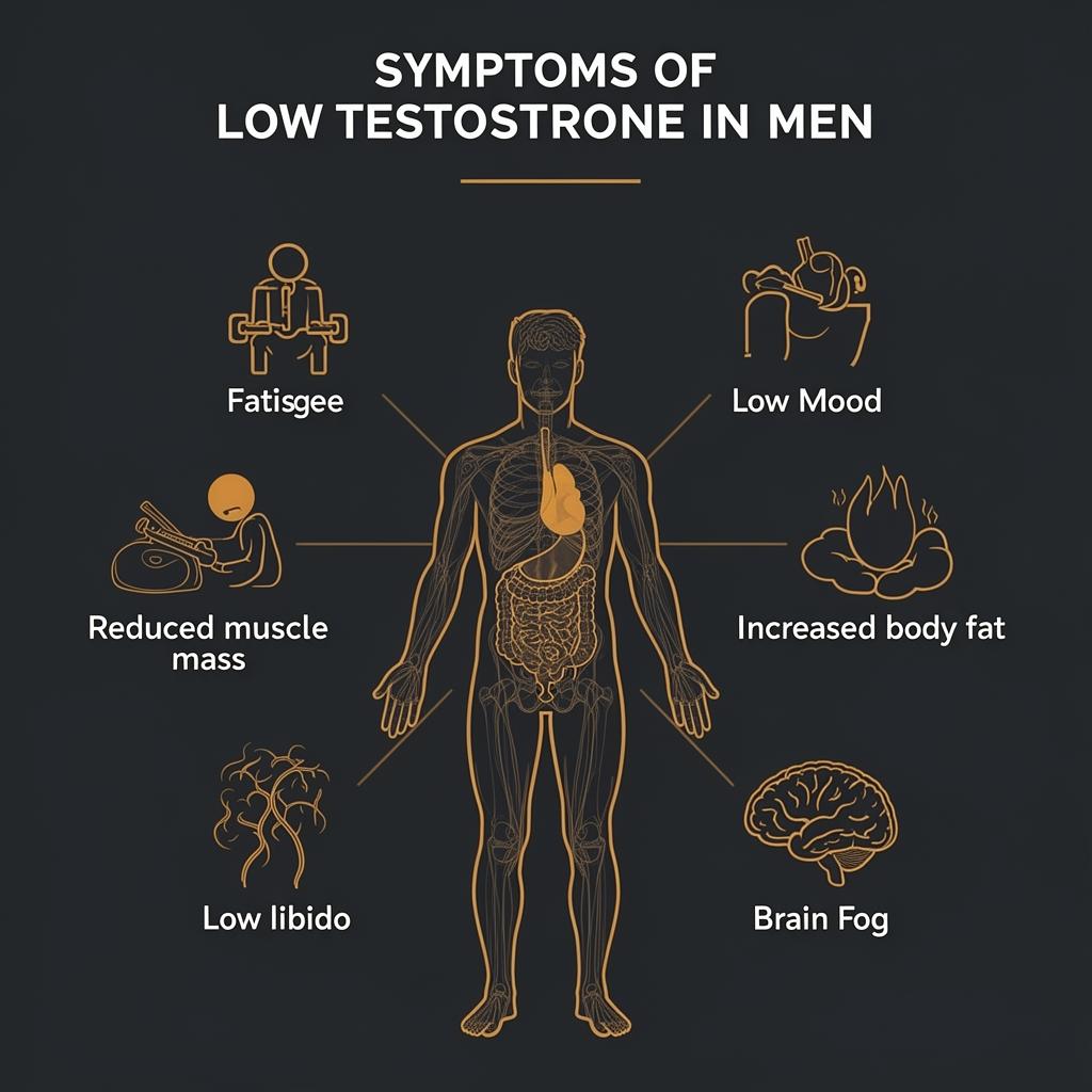 Symptoms of low testosterone in men infographic